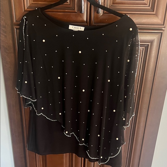 Chaus Black Beaded Blouse - Picture 1 of 3
